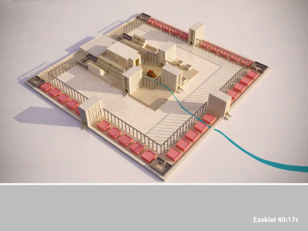 Computer simulation of Ezekiel's vision of the 4th temple of the Millennial Kingdom with the river of life flowing from it. Image from  from FreeBibleImages.org. (CC BY-NC-ND 4.0)