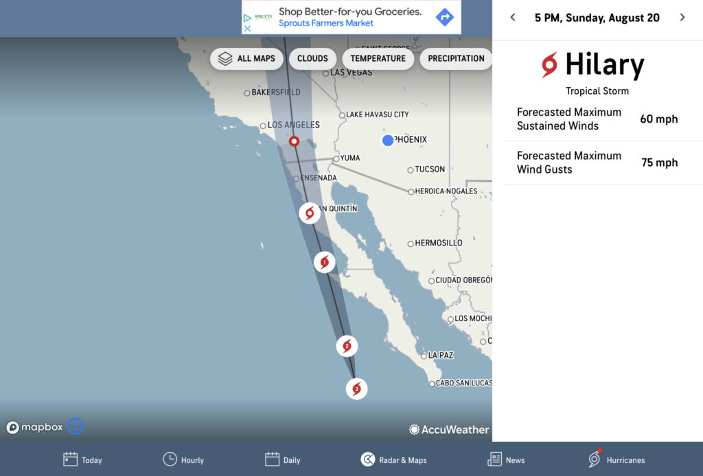 Hurricane Hilary to hit Southern California.